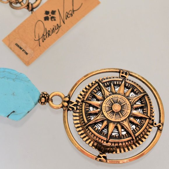 PATRICIA NASH Turquoise Compass Pendant Necklace. - Picture 3 of 12